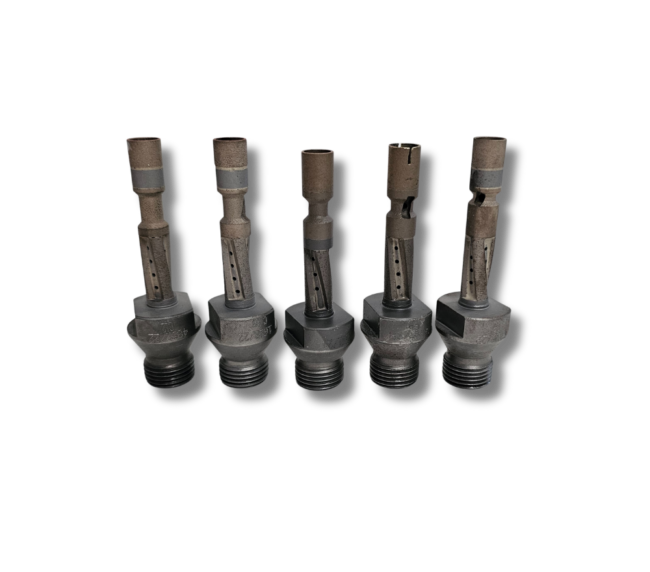 Scule diamantate combinate cu 3 operații si răcire, L=95 mm,  1/2 gas, D12 mm, pentru prelucrarea sticlei cu grosimi de 4, 5, 6, 8, 10, 12, 15 și 19 mm