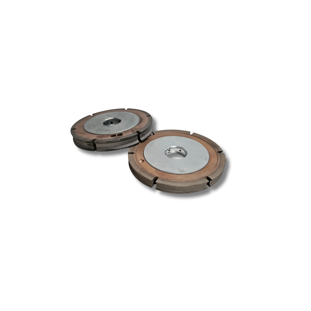 Disc diamantat periferic, diametru exterior 100 mm, interior 22 mm, găuri de răcire,45° segmente, granulație 230, profil trapez, geam 2 -25 mm 4 Disc diamantat periferic, diametru exterior 100 mm, interior 22 mm, găuri de răcire,45° segmente, granulație 230, profil trapez, geam 2 -25 mm - imagine 4