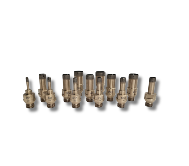Foreză diamantată V29, prindere 1/2 GAS, L= 75 mm, model SB, disponibilă în diametre cuprinse între 6 și 30 mm.